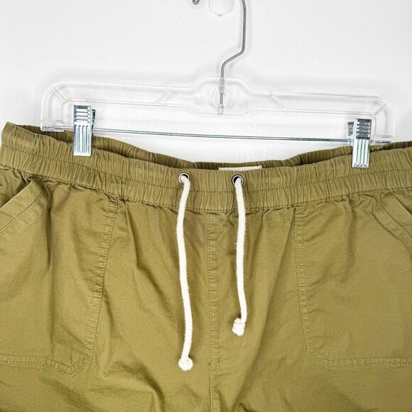 PACT Green Woven Twill Pull On Shorts Organic Cotton Drawstring Rolled Hem XL - Picture 2 of 14
